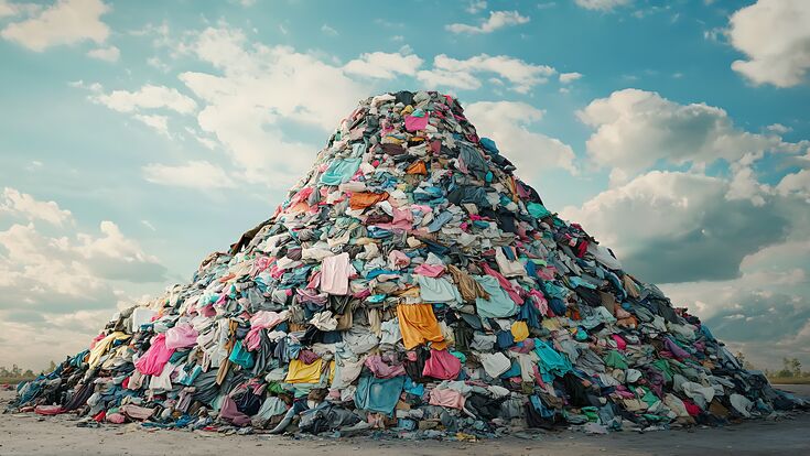 landfill overflowing with textile waste