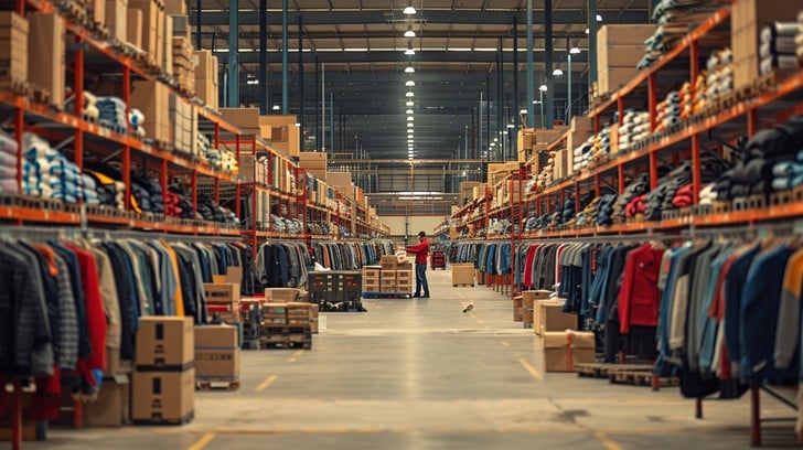 massive clothing warehouse interior