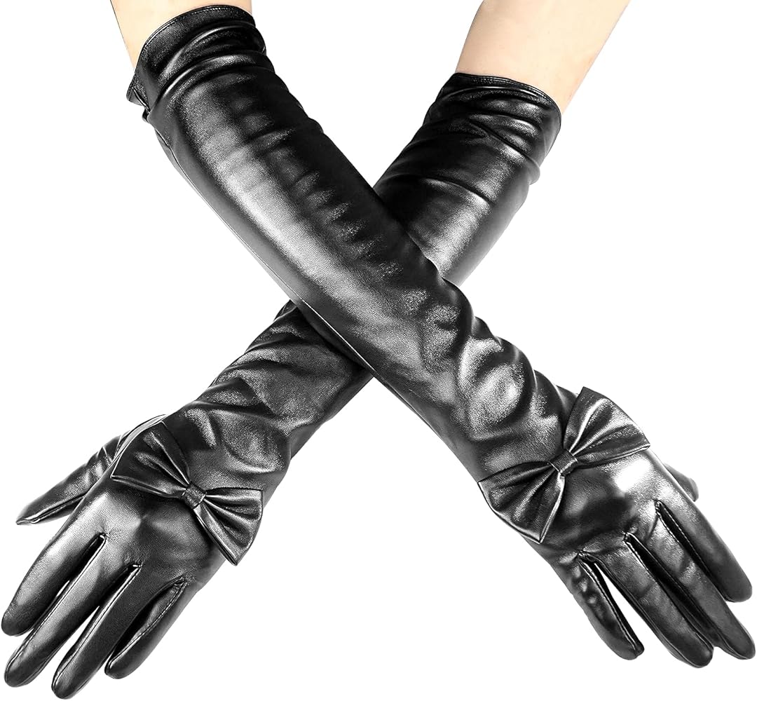 long faux leather gloves fashion