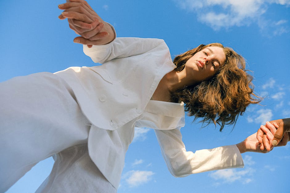 model wearing eco-leather trousers