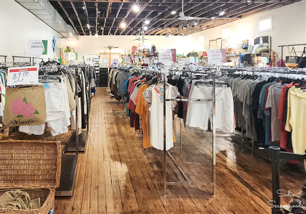 upcycled clothing display