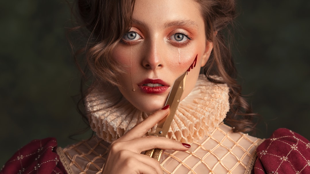 Model with monochromatic blush makeup