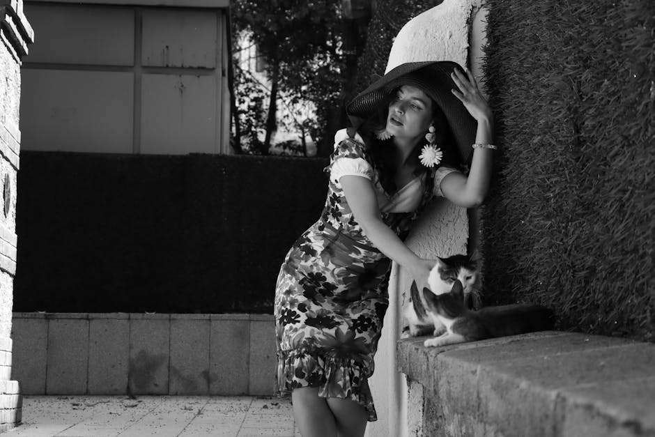 White midi dress with colorful accessories