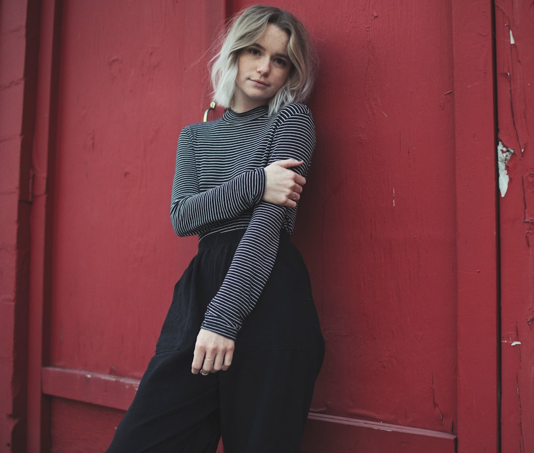 Crochet panel top with tailored trousers